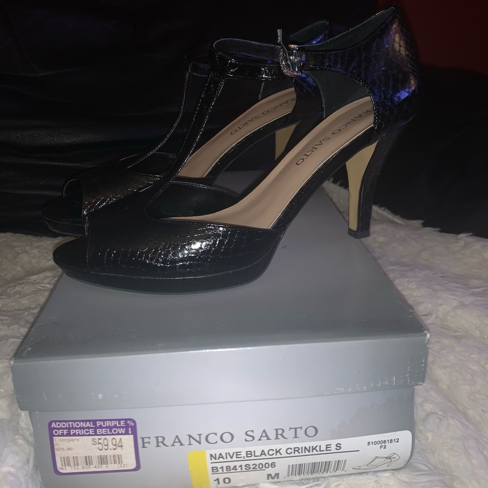 Franco Sarto Black snakeskin heels